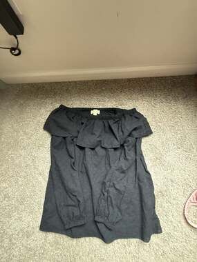 Michael Kors Off-the-Shoulder Ruffle Long Sleeve Top Black